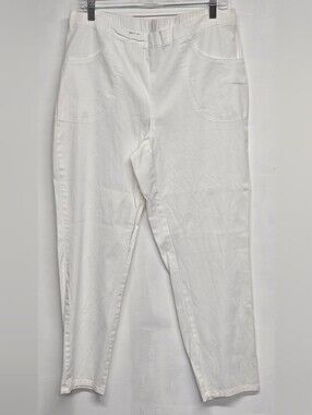 White Stag L 12-14 White Pants Partial Elastic Waiat Pockets Classic Fit